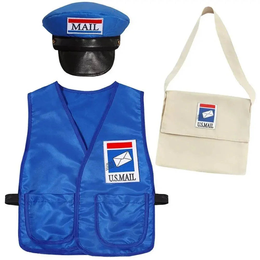 Postman Courier Uniform Kids Party Suit Cosplay Costumes Halloween - Azufun