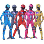 Power Rangers Cosplay Costume Dinosaur Suit Halloween Superhero Jumpsuit Outfit Dress Up For Kids Adult - Azufun