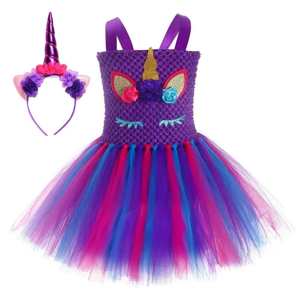 Princess Baoli Cosplay Costume Skirts Dress Children's Day Outfit Unicorn with Headband for Girls - Azufun