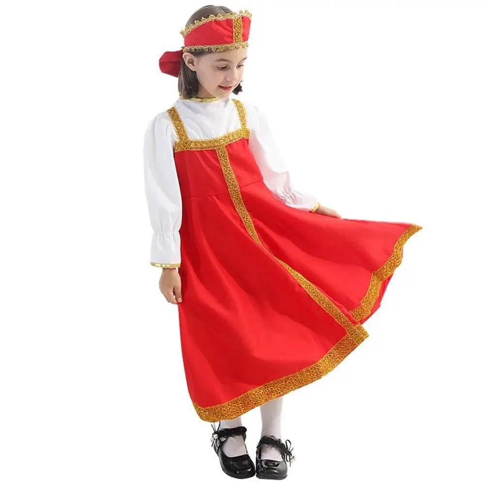 Russian Girls Cosplay Costume Ethnic Dress Halloween National Oufit Dresses Stage Performances - Azufun