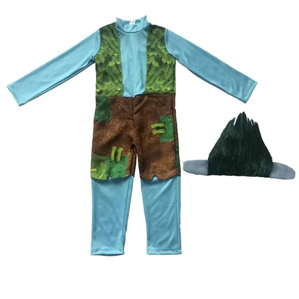 Trolls World Tour Boy's Branch Girl Poppy Costume Cosplay Halloween Fancy Dress Kids - Azufun