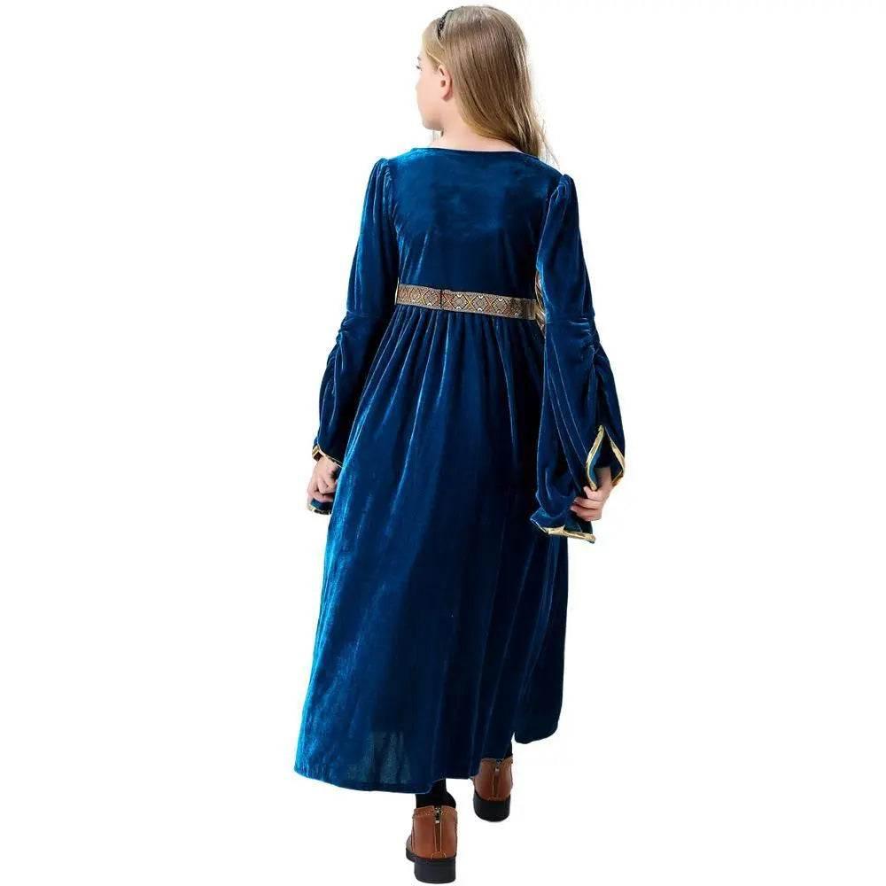 Vintage Court Ball Trumpet Sleeves Dress Outfits Halloween Carnival Cosplay Costume For Kids - Azufun