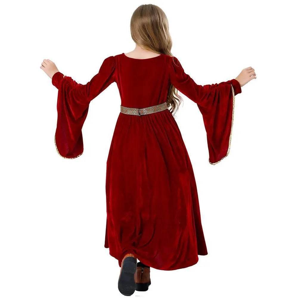 Vintage Court Ball Trumpet Sleeves Dress Outfits Halloween Carnival Cosplay Costume For Kids - Azufun