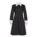 Wednesday Costume The Addams Family Cosplay Costumes Long Sleeve Printed Dress For Adult - Azufun