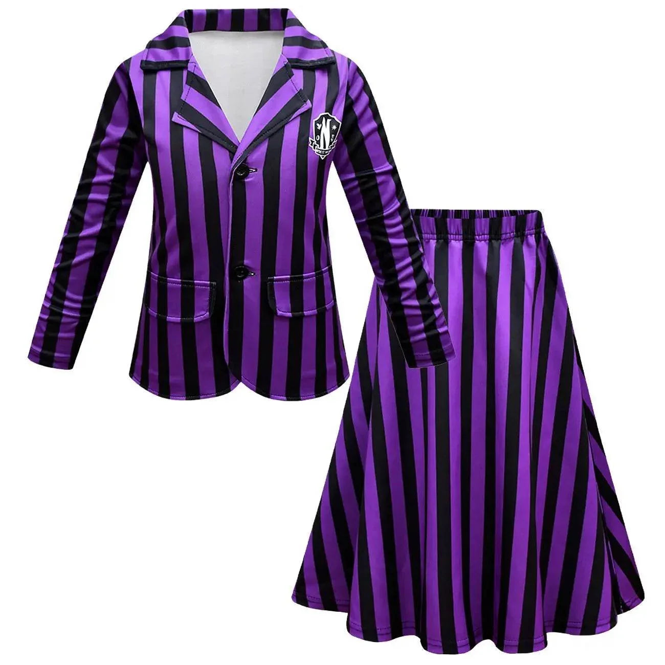 Wednesday Costume The Addams Family Cosplay Long Sleeve suit skirt For Kids - Azufun