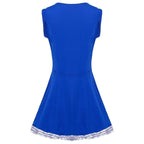 Women Cheerleader Costume Outfit With Poms Fancy Uniform Sports Dress - Azufun