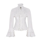 Women's Lolita Palace Retro Blouse Long Bell Sleeve Ruffled Shirt - Azufun