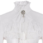 Women's Lolita Palace Retro Blouse Long Bell Sleeve Ruffled Shirt - Azufun