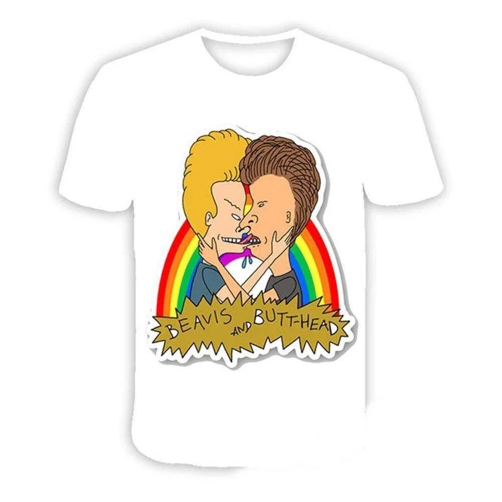 Beavis and butthead costumes round neck short sleeve men's 3D T-shirt - Azufun
