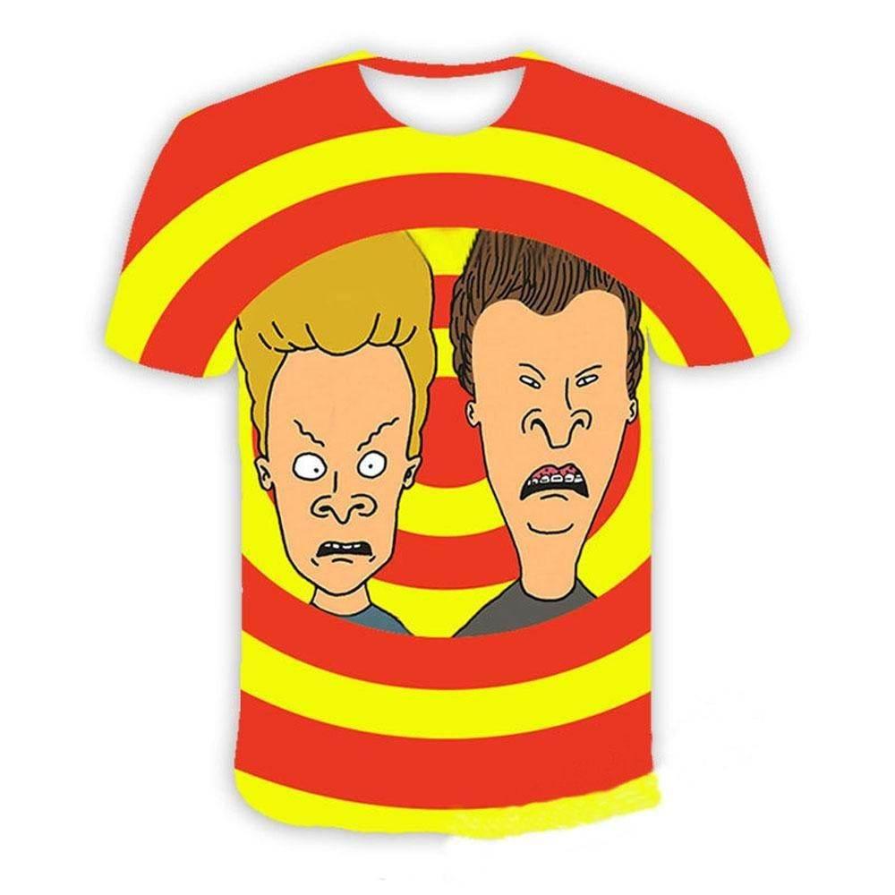 Beavis and butthead costumes round neck short sleeve men's 3D T-shirt - Azufun
