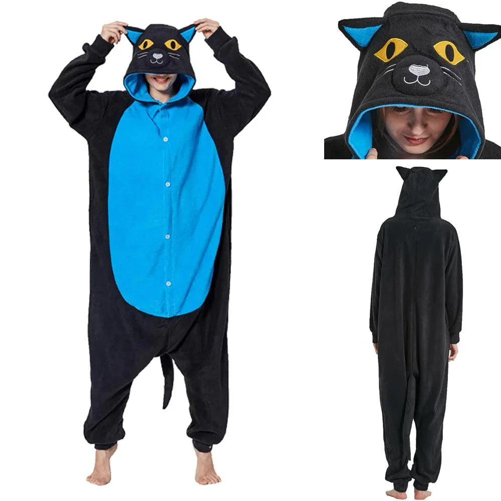 BuyBlue Cat Squirrel Kigurumi Animal Onesies Pajamas For Adult Now Cheaper With 3 - 5 Days Ship - PajamasBuy