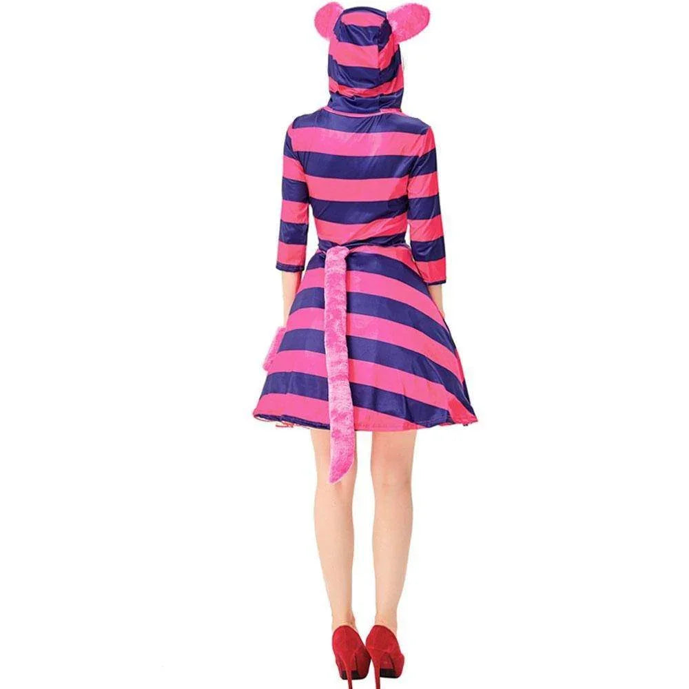 Cheshire Cat Costume Women Alice in Wonderland Party Dress Halloween - Azufun
