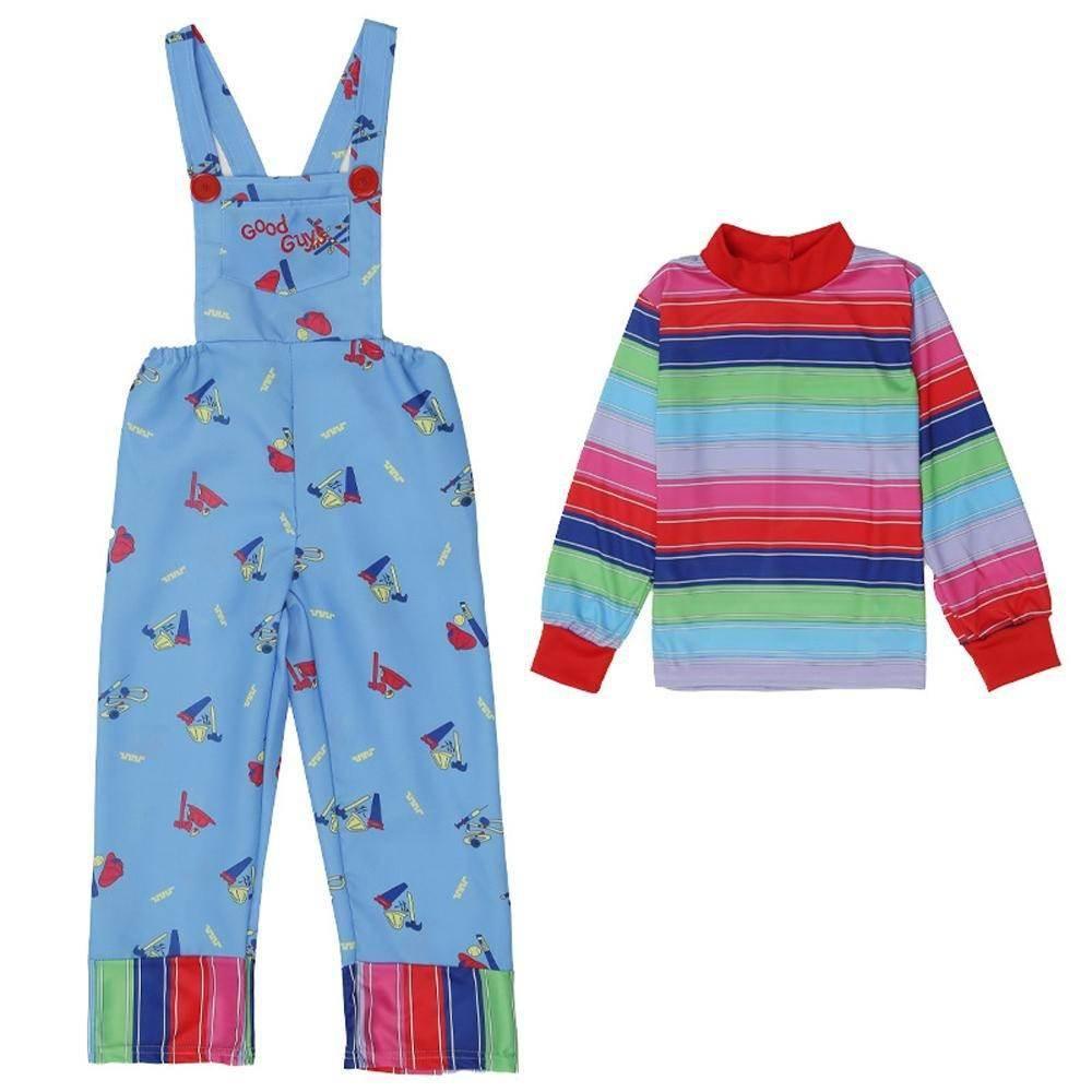 child's kids Chucky Costume Boy Jumpsuit Girls Dress stage Halloween - Azufun