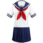 Game Yandere Simulator Cosplay Costume Uniform JK School Uniform Outfit Sailor Suit T-shirt Skirt for Women - Azufun