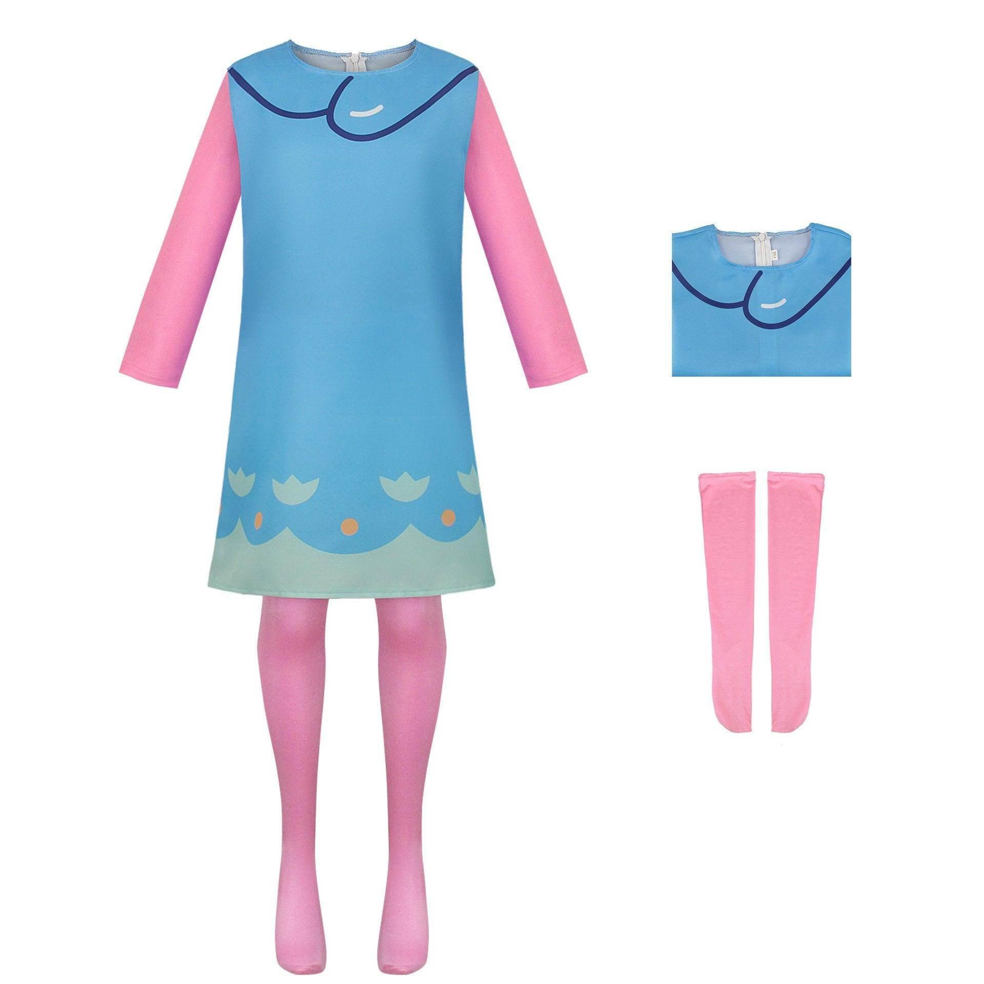 Girl Poppy Dress And Boy Branch Costume Wig Trolls 2 World Tour Cosplay For Kids Adult - Azufun