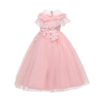 Girls Mesh Wedding Long Princess Dress Performance Costume Dresses