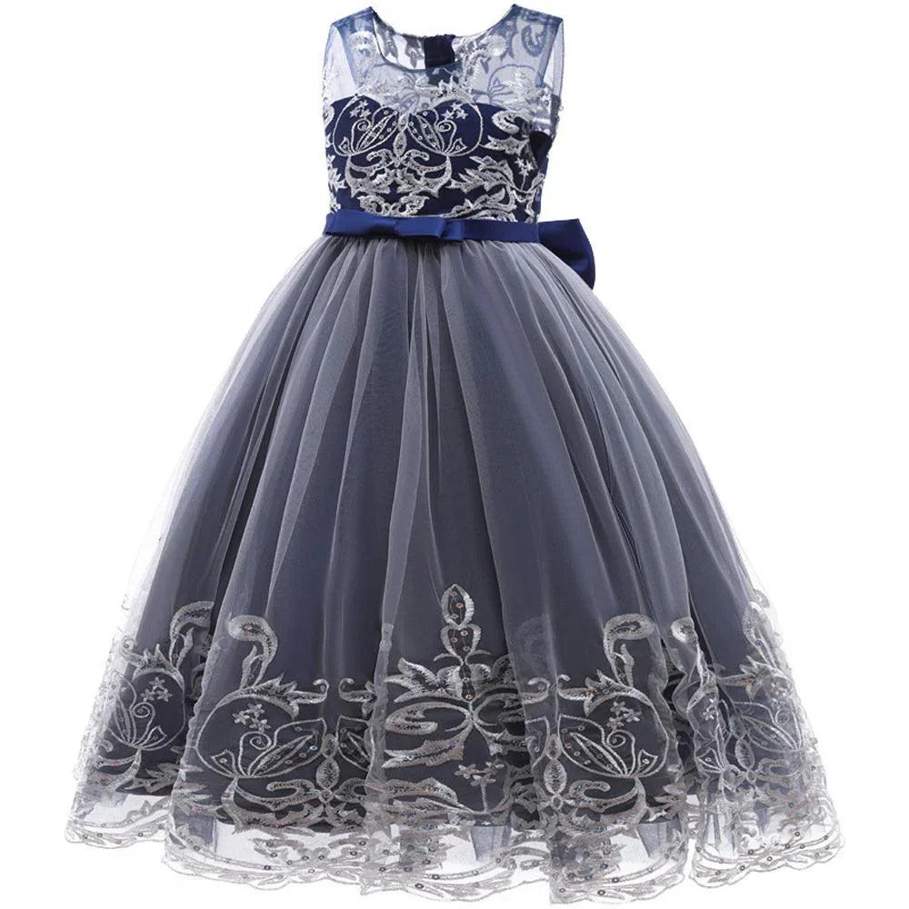 Kids Princess Evening Dresses Girls Sleeveless Long Tutu Mesh Dress