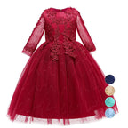 Girls Mesh Wedding Show Sleeve Host Princess Dress Performance Costume Dresses