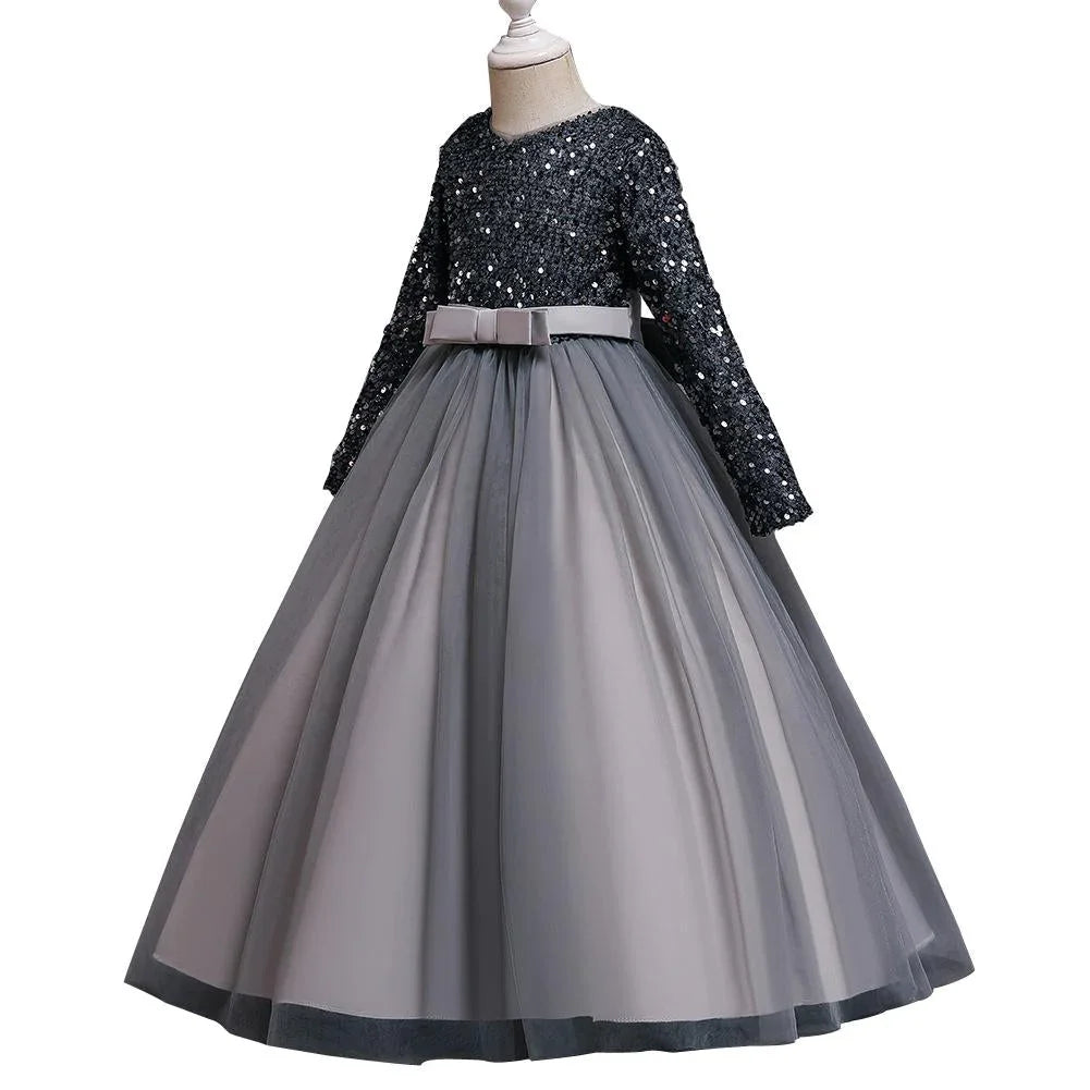 Kids Princess Evening Dresses Ins Girls Long Tutu Sequin Dress