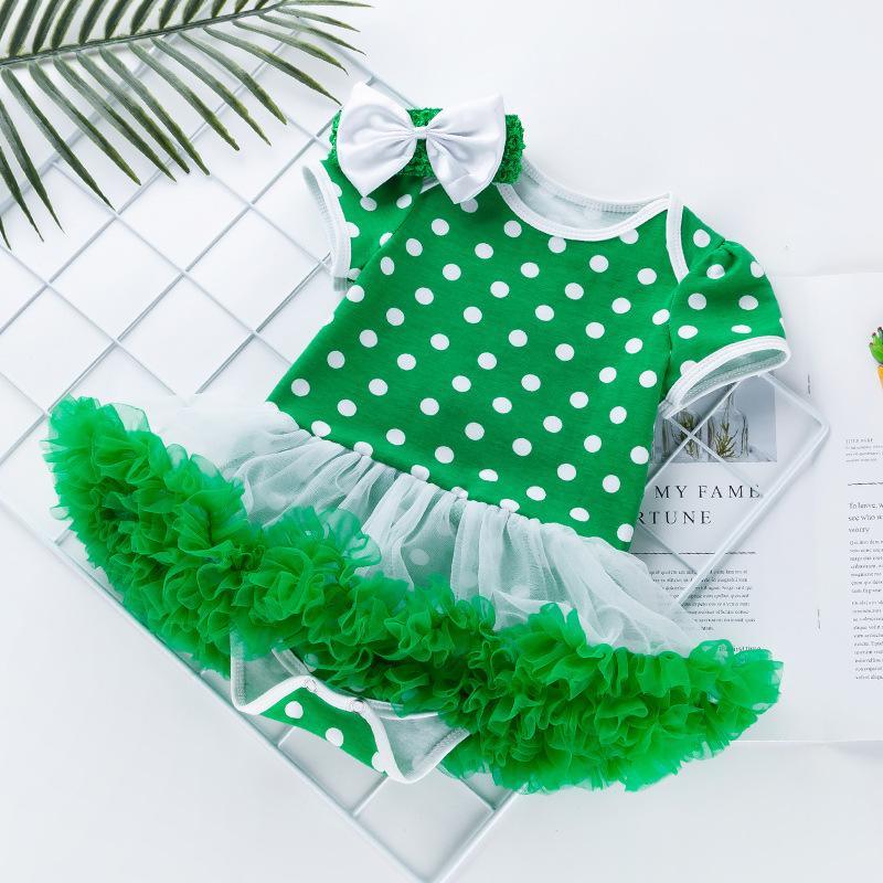 Infant Baby Girls St. Patrick??£¤s Day Outfit Green Shamrock Romper Tutu Skirt