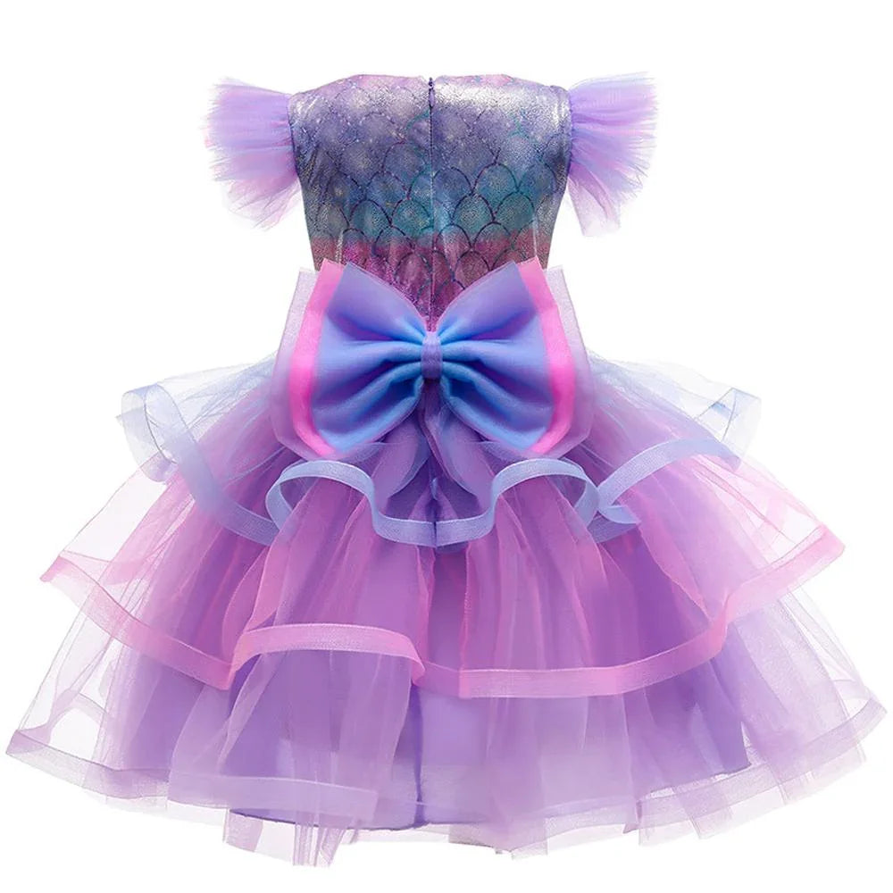Girls Mermaid Dresses Short Sleeve Party Tutu Dresses