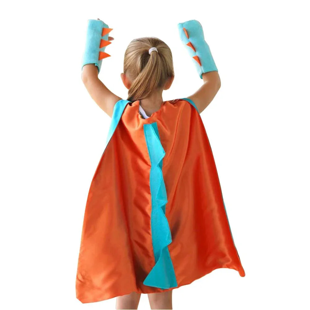 Kids Dinosaur Dragon Cape and Gauntlets Halloween Costume Dress Up