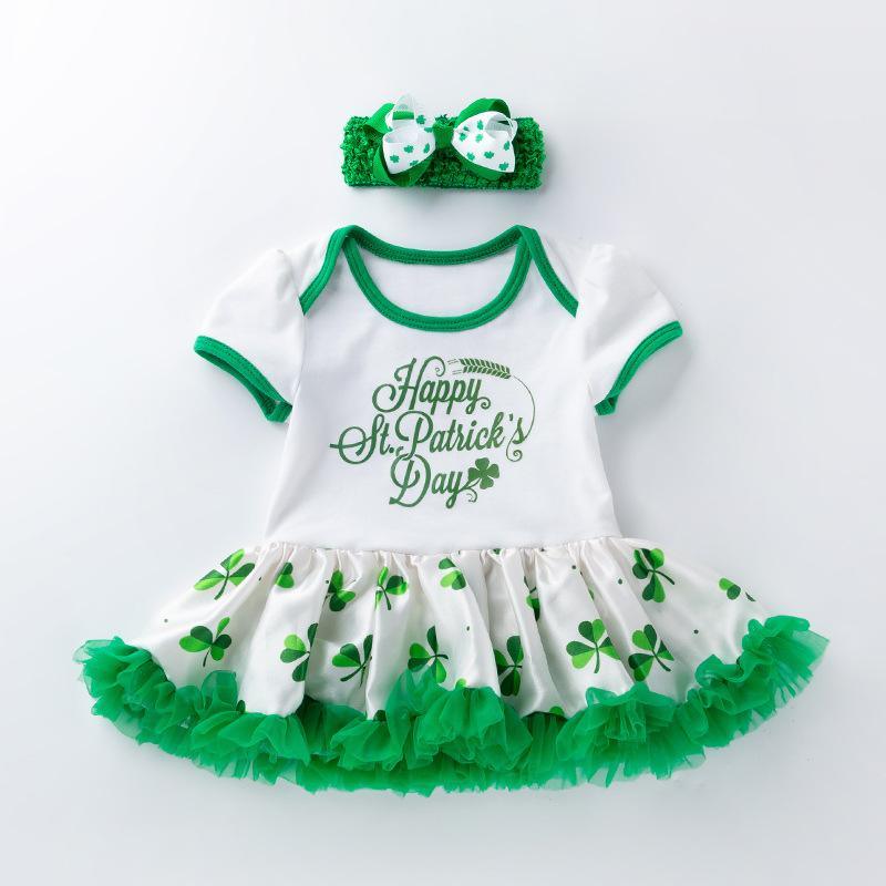 Infant Baby Girls St. Patrick??£¤s Day Outfit Green Shamrock Romper Tutu Skirt