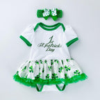 Infant Baby Girls St. Patrick??£¤s Day Outfit Green Shamrock Romper Tutu Skirt