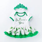 Infant Baby Girls St. Patrick??£¤s Day Outfit Green Shamrock Romper Tutu Skirt