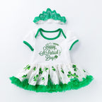 Infant Baby Girls St. Patrick??£¤s Day Outfit Green Shamrock Romper Tutu Skirt