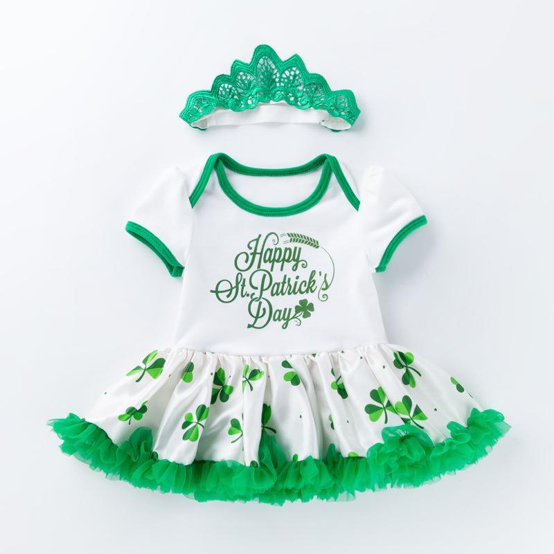 Infant Baby Girls St. Patrick??£¤s Day Outfit Green Shamrock Romper Tutu Skirt