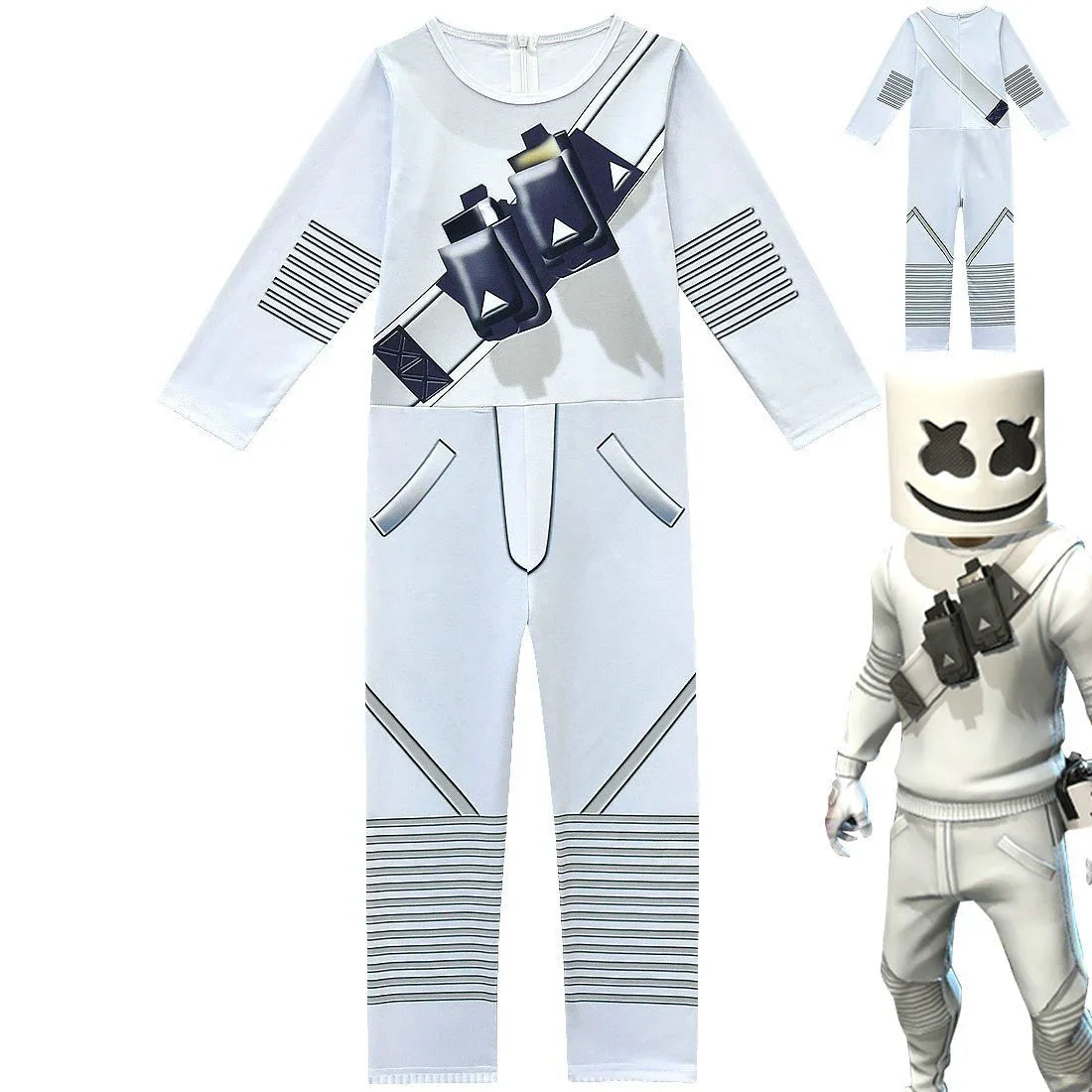 DJ Marshmello Chris Comstock Cosplay Costume Jumpsuit for Kids Gift