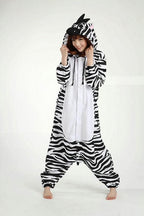 Zebra Fleece Pajamas Onesies Hoodie Animal Kigurumi Costume