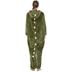 Onesie Kigurumi Pajamas Print New green dinosaur Adult's Flannel Winter Sleepwear Animal Costume