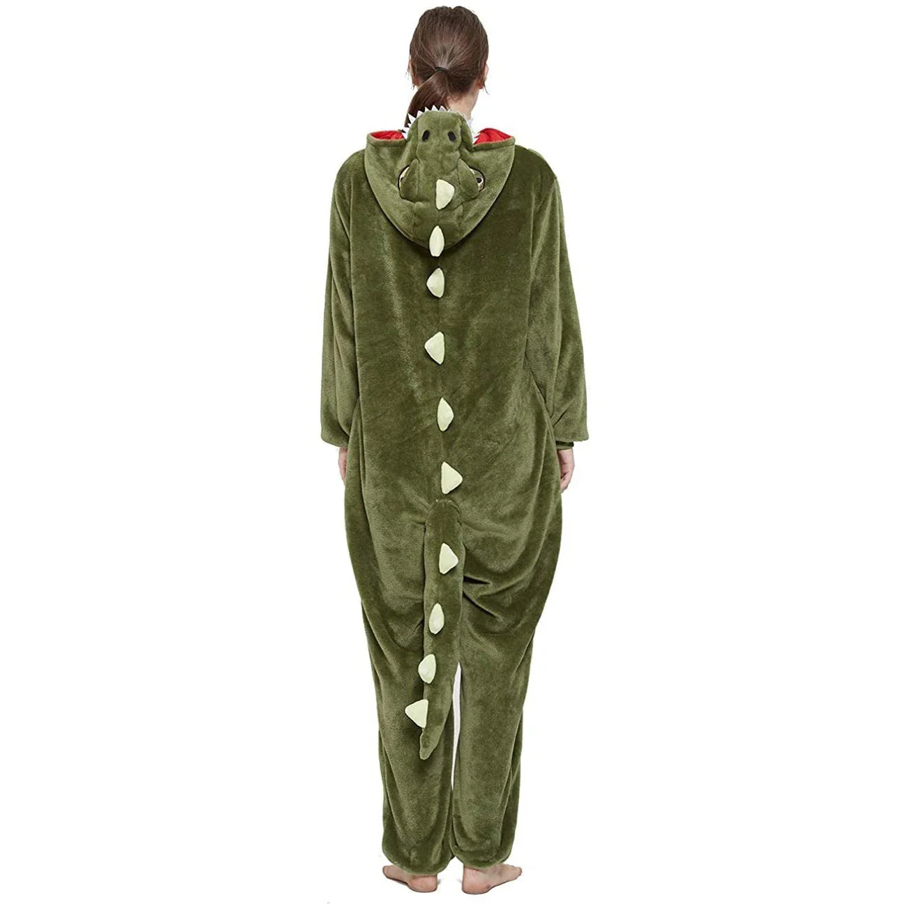 Onesie Kigurumi Pajamas Print New green dinosaur Adult's Flannel Winter Sleepwear Animal Costume