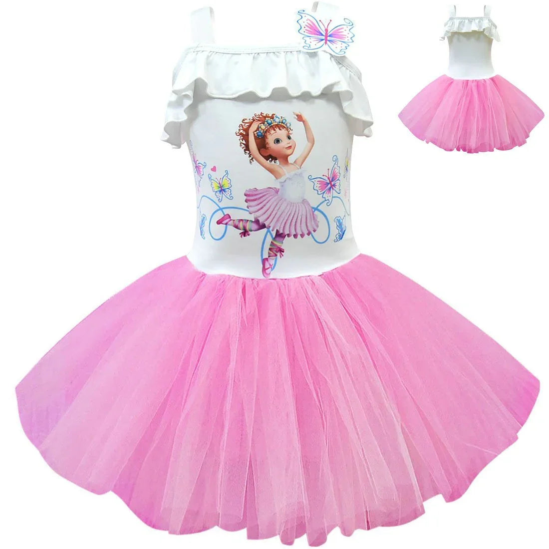 Fancy Nancy Cartoon Cosplay Dress Sling Tutu Dress for Kids