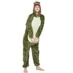 Onesie Kigurumi Pajamas Print New green dinosaur Adult's Flannel Winter Sleepwear Animal Costume