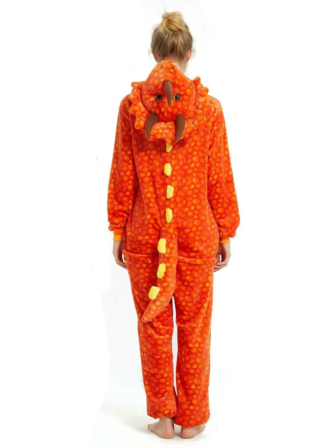 Orange triceratops Dragon Adult Kid Kigurumi Onesies Pajamas Costume