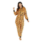 Pajamas Kigurumi Onesie Leopard Flannel for Adult Winter Sleepwear Jumpsuit Animal Costume - Azufun