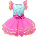 Fancy Nancy Pink Princess Dress Cosplay Performance Costume Mask 4 Pieces Set - Azufun