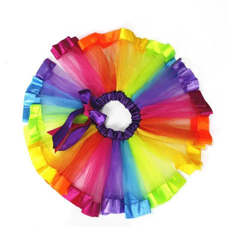 Girls Unicorn Rainbow Tutu Skirt Colorful Skirt Dress Ballet Tiered - Azufun
