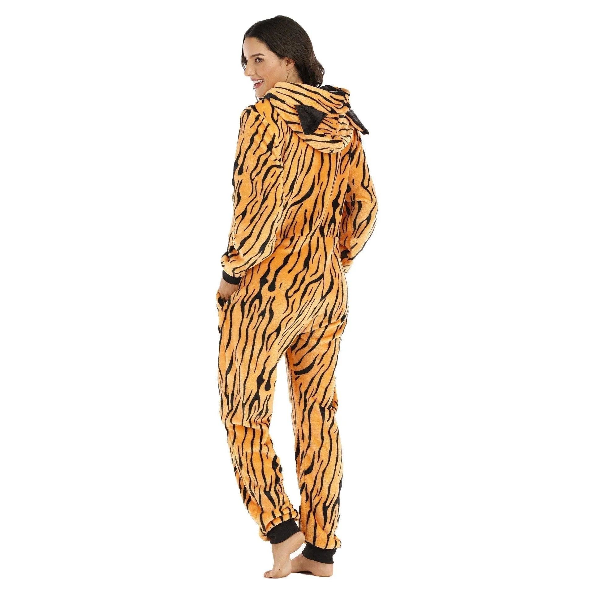Pajamas Kigurumi Onesie Leopard Flannel for Adult Winter Sleepwear Jumpsuit Animal Costume - Azufun