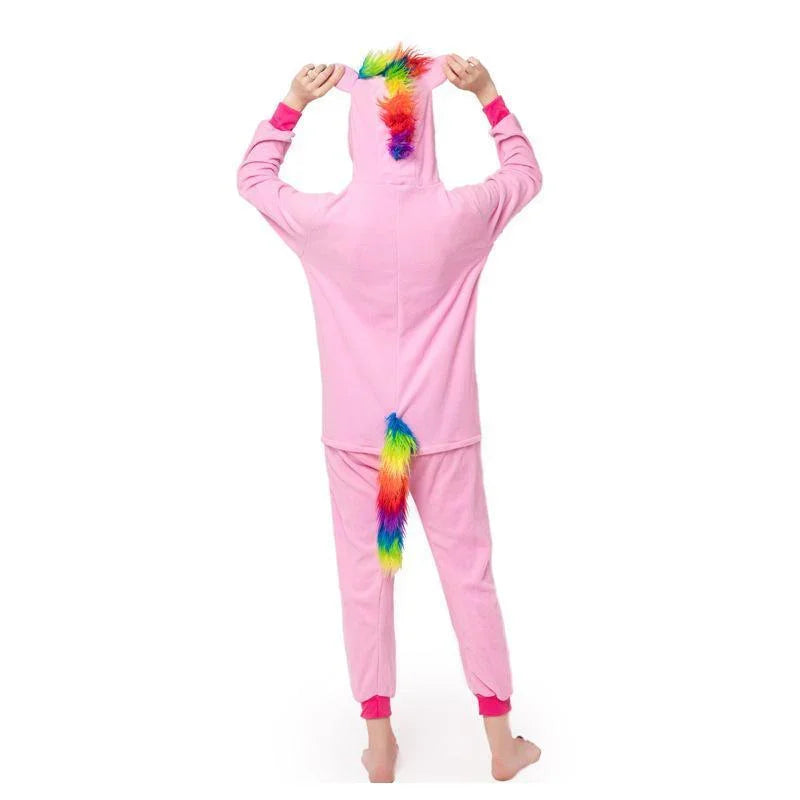 Pink Unicorn Animal Kigurumi Onesies Pajamas For Adult - Azufun
