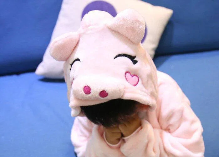 Pink Pig Kid Animal Onesie Pajama Gift Party Kigurumi - Azufun