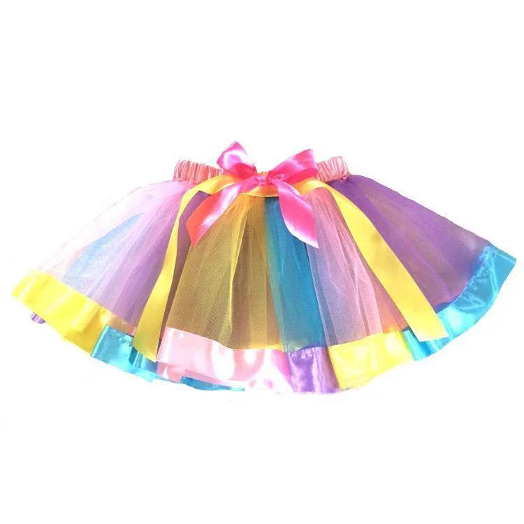 Girls Unicorn Rainbow Tutu Skirt Colorful Skirt Dress Ballet Tiered - Azufun