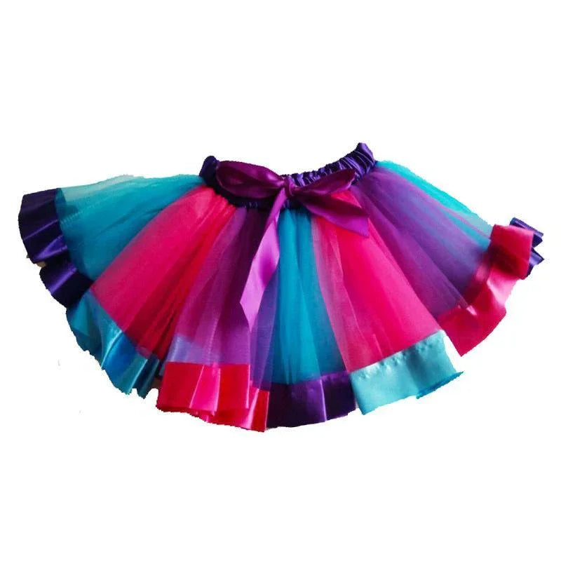 Girls Unicorn Rainbow Tutu Skirt Colorful Skirt Dress Ballet Tiered - Azufun