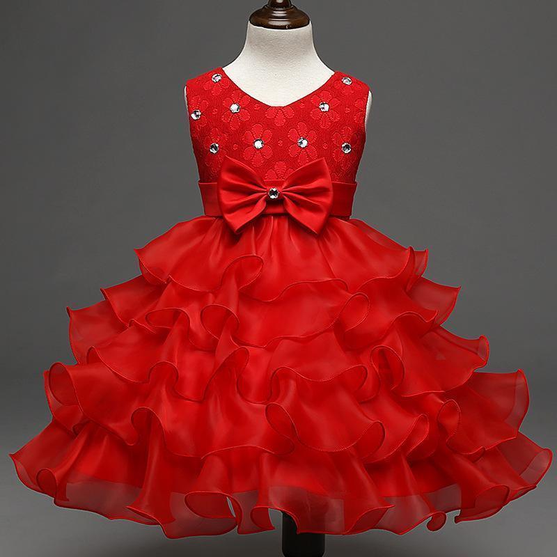 Kids Little Girls' Dress Solid Colored Flower Party Sequins Layered Sleeveless Princess Sweet Dresses - Azufun