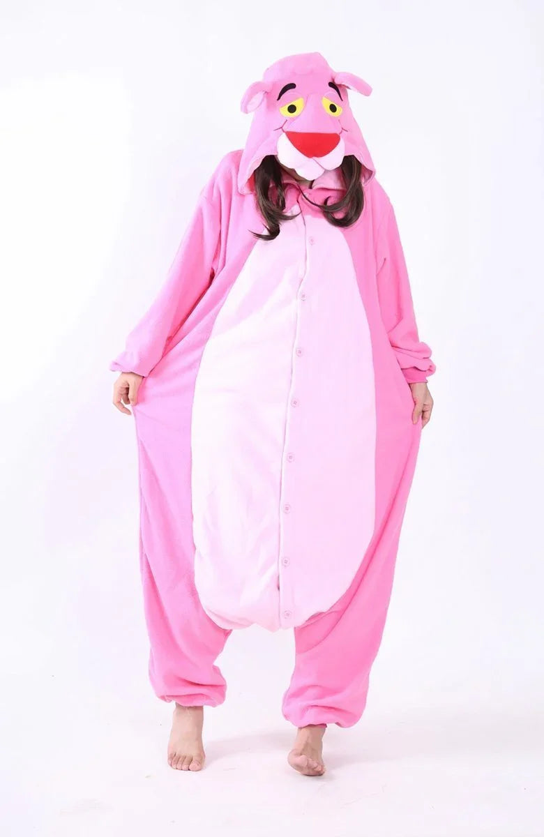 Pink Panther Kigurumi Animal Onesie Hoodie Pajamas - Azufun