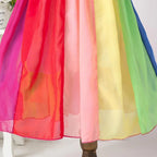 Kids Girls' Dress Patchwork Fuchsia Lavender Maxi Long Sleeve Active Boho Dresses - Azufun