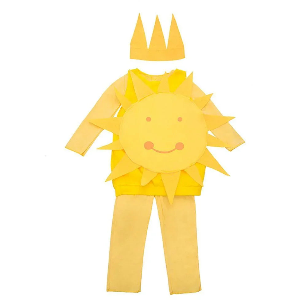 Kids Sun Cosplay Costume Funny Yellow Jumpsuit  Halloween Party Romper for Child